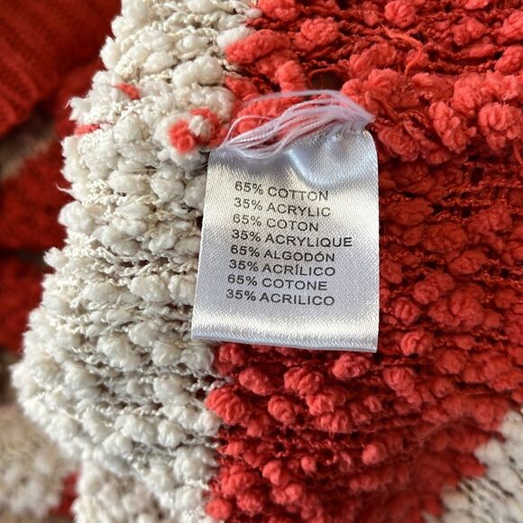 Miracle | Stripe Popcorn Orange White Fall Autumn Sweater S/M - Picture 7 of 8